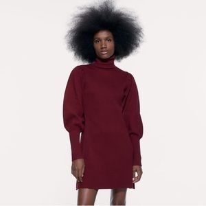 ZARA PUFFY SLEEVE TURTLENECK DRESS
